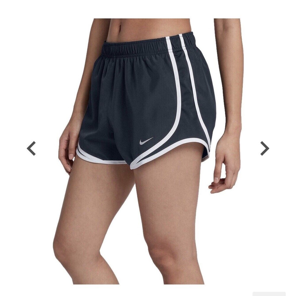 Nike Tempo Running Shorts Women S DRY Dri FIT Brief Lined Gray White Workout EUC